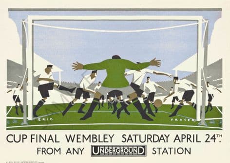 London Underground Railway Poster Wembley Cup Final 1926 Football