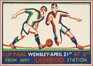 London Underground Railway Poster Wembley Cup Final 1928 Football