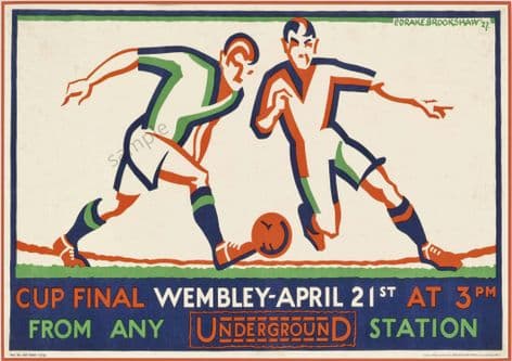 London Underground Railway Poster Wembley Cup Final 1928 Football