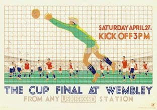 London Underground Railway Poster Wembley Cup Final 1929 Football