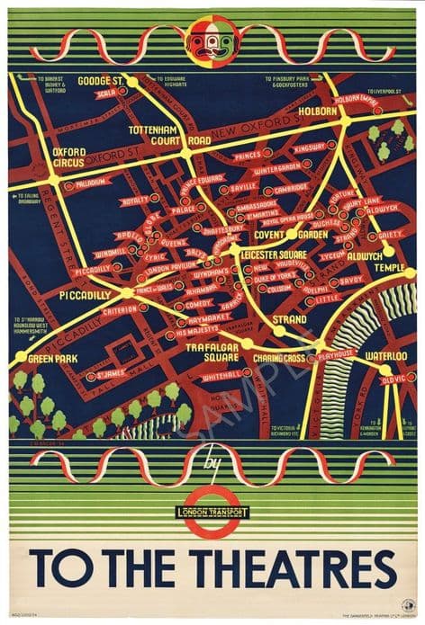 London Underground  to the Theatres Theatreland Map
