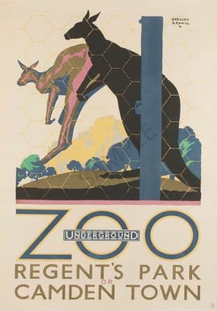 London Zoo Tube Station Advert Poster Kangaroos