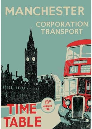 Manchester Corporation Bus time table cover 1950
