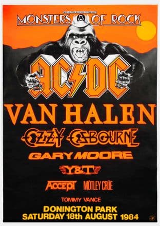Monsters of Rock ACDC Van Halen Music Gig Tour Sign