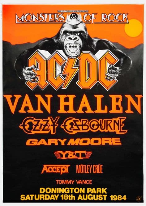 Monsters of Rock ACDC Van Halen Music Gig Tour Sign