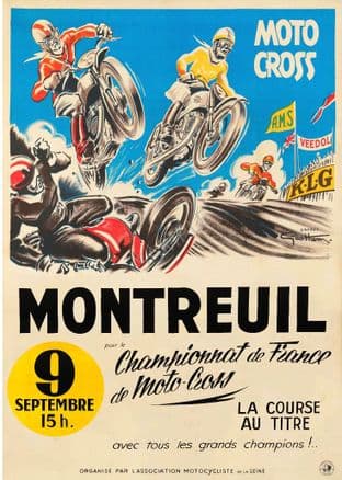 Moto Cross championship of France Montreuil Paris Motorcycle poster by Geo Ham