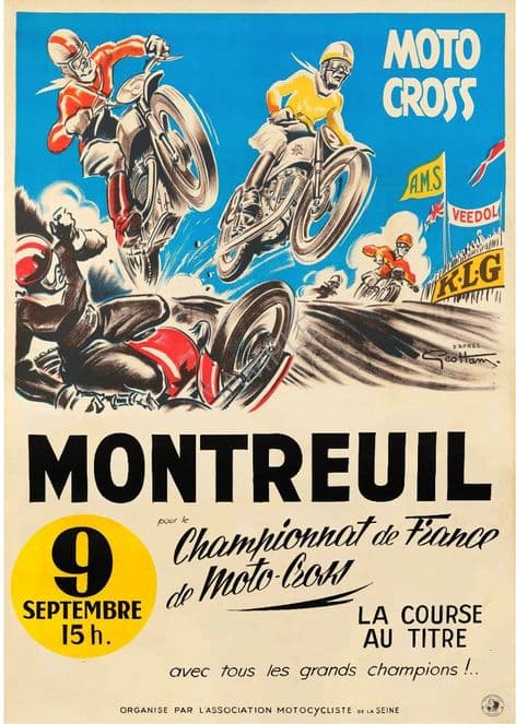 Moto Cross championship of France    Montreuil  Paris   Motorcycle poster by Geo Ham