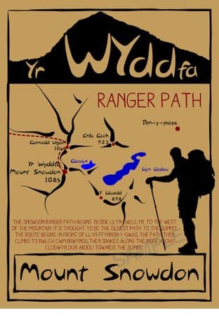 Mount Snowdon Poster RANGER Track Map