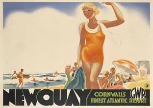 Newquay Art Deco Beach Scene