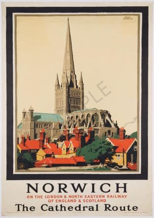 Norwich by Frank Newbould the Cathedral route LNER