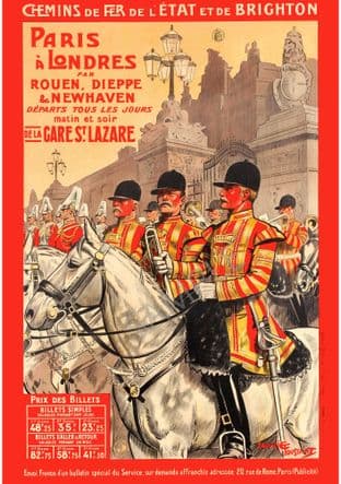 Paris to London French Railway Poster 1900s