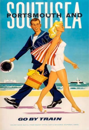 Portsmouth & Southsea Sailor & Girl Travel By Rail