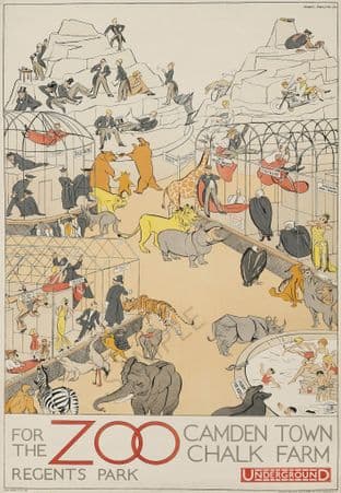 Regents Park Zoo Animals London Tube Advertising Poster