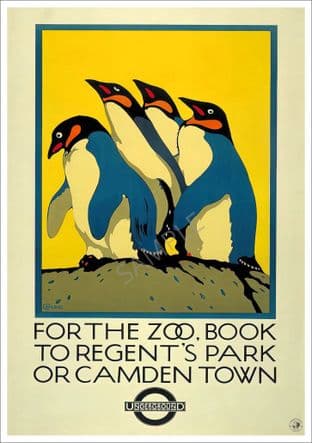 Regents Park Zoo Penguins London Tube Advertising Poster