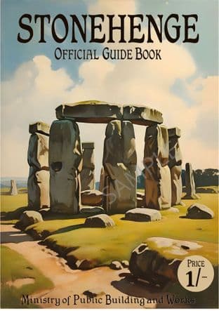 retro Stonehenge guide book cover