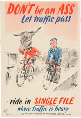 Road Safety Bicycle Sign Poster Don't be an Ass