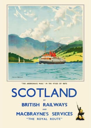 Scotland Kyles of Bute British Rail Macbrayne's Royal Route Norman Wilkinson