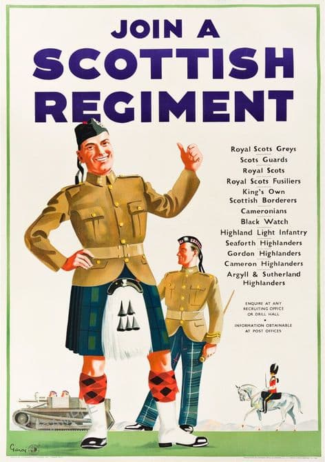 Scottish Army Recruitment Poster - Scots Soldier in Kilt
