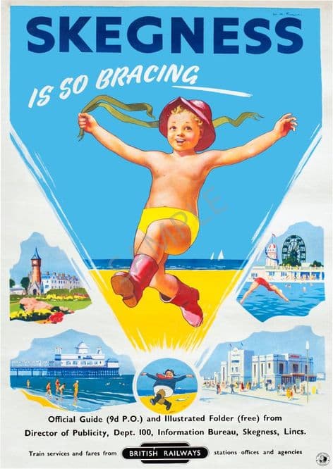 Skegness so Bracing boy British Railways Poster