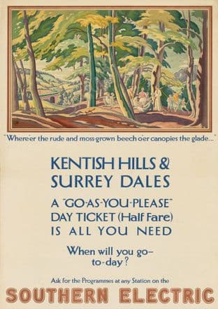 Southern Railway Kentish Hills Surrey Dales, Thomas Gray Quote