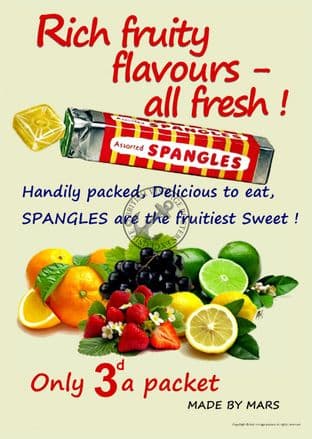 Spangles Fruity 1960's Sweet Poster
