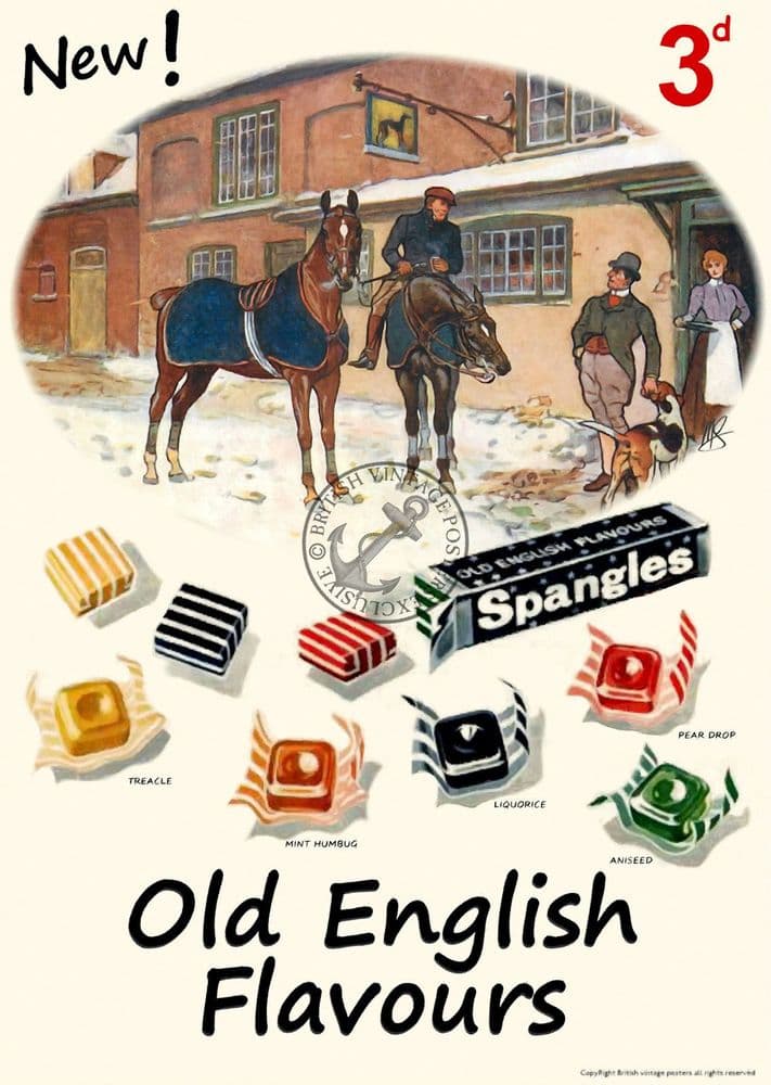 Spangles Sweets Wrapper Spangles Old English Sweets Poster