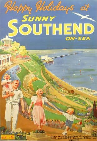 SUNNY SOUTHEND ON SEA LMS LNER HAPPY HOLIDAYS