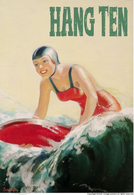 SURFING POSTER 'HANG TEN'