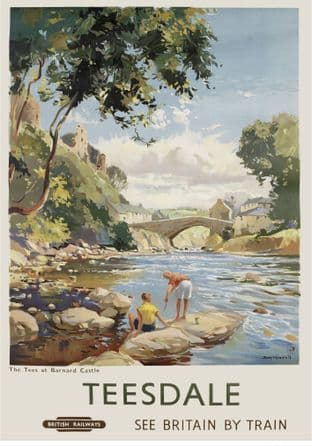 Teesdale, The Tees at Barnard Castle. See Britain by Train