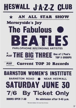The Beatles Heswall Vintage Music Gig Advertising Sign