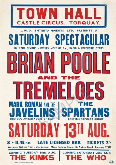 The Brian Poole & the Tremeloes Torquay Town Hall