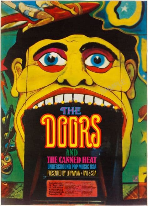 The Doors, Canned Heat Frankfurt 1968 Gig Advertising sign