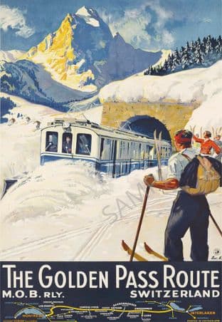 The Golden Pass Route Switzerland In Winter Snow Skiers