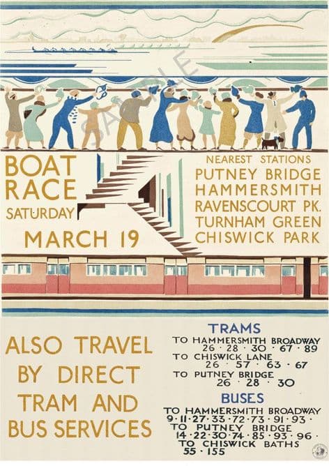 The Oxford & Cambridge University Boat Race  Art Deco Poster 1932
