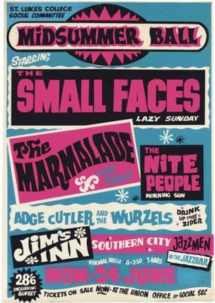 The Small Faces, Marmalade, Wurzels, Exeter Uni Midsummer Ball 1960,s
