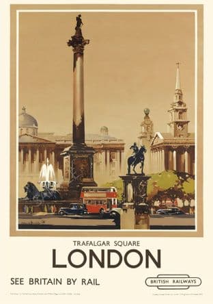 Trafalgar Square London Nelson's Column British Rail