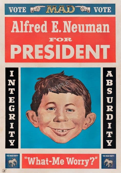 US Mad Magazine  Cover Albert Neuman for President