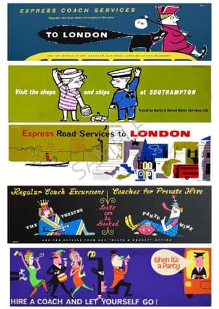 Various Coach Bus Services Advert Signs