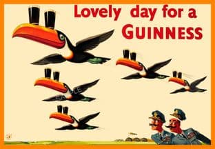 Vintage Guinness Poster Flypast Toucans