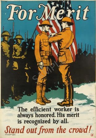 Vintage Motivational Poster For Merit