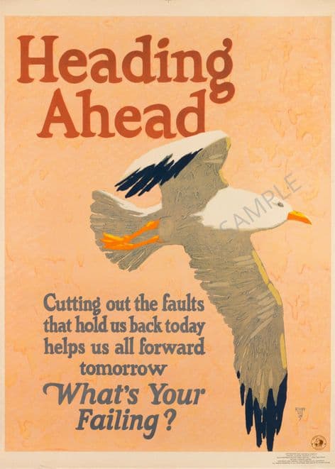 Vintage Motivational Poster  Heading Ahead