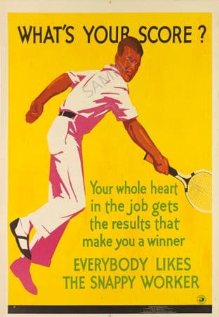 Vintage Motivational Poster TENNIS Whats your Score ?