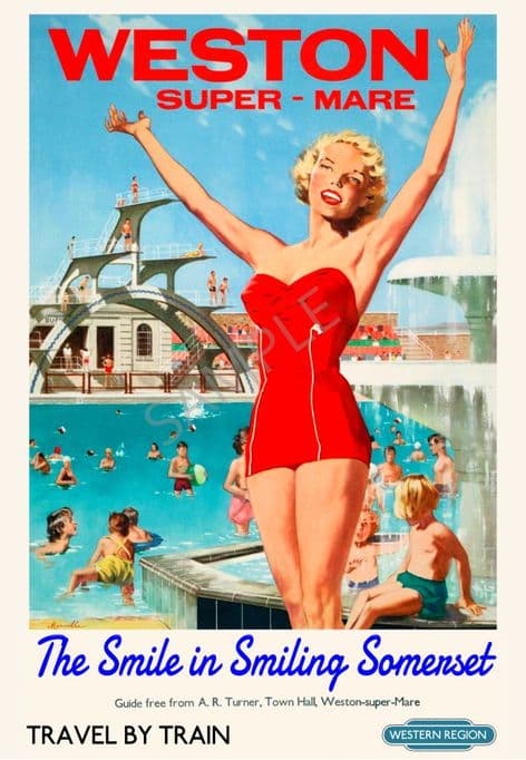 Weston-Super-Mare, Somerset Red Swimsuit girl