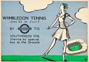Wimbledon Ladies Tennis 1934 Underground Advert