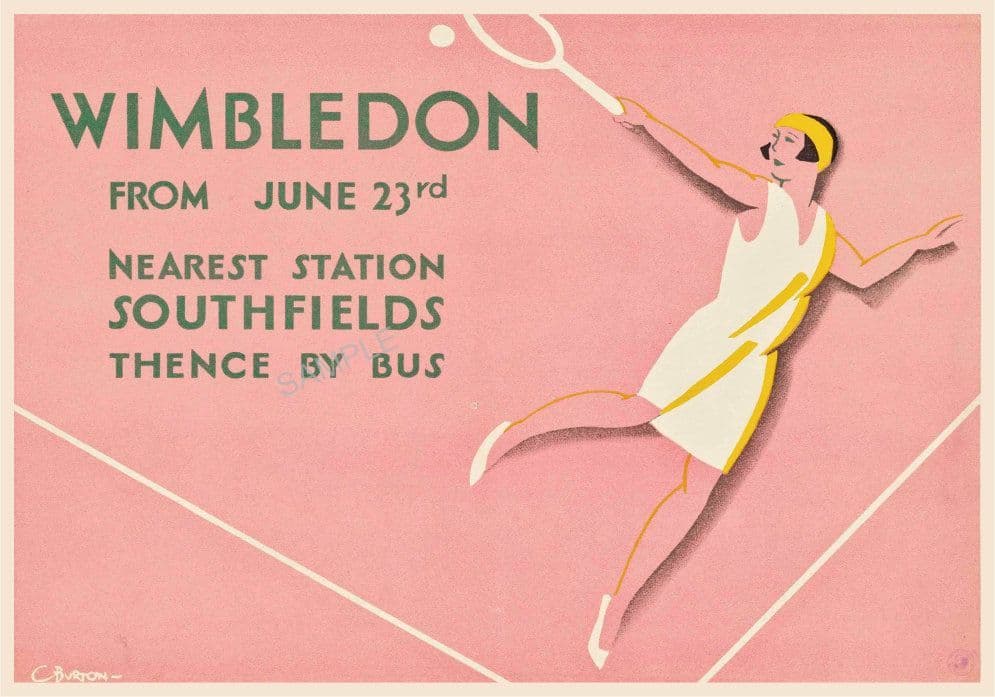 A late 20th century reproduction advertising sign for 'Wimbledon 1931 A late 20th century reproduction advertising sign for 'Wimbledon 1931