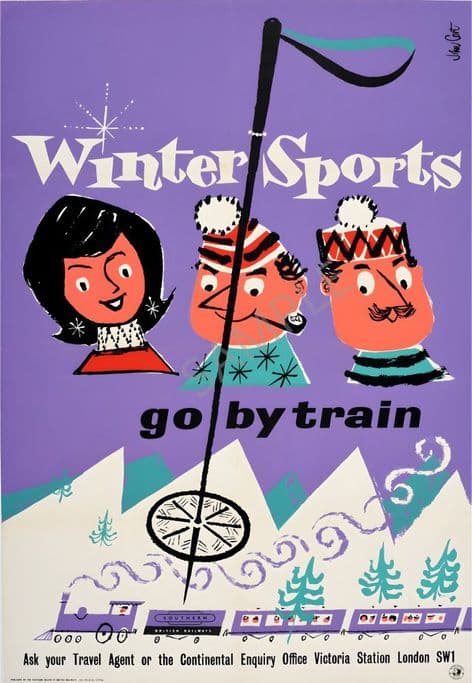 Winter Sports Go By Train 1960 SKI-ING Advert