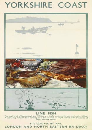 Yorkshire Coast Scarborough Whitby line fishing LNER