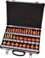 1/2" Shank 35 Piece Tct Router Cutter Bit Set With Aluminium Case Trade Quality