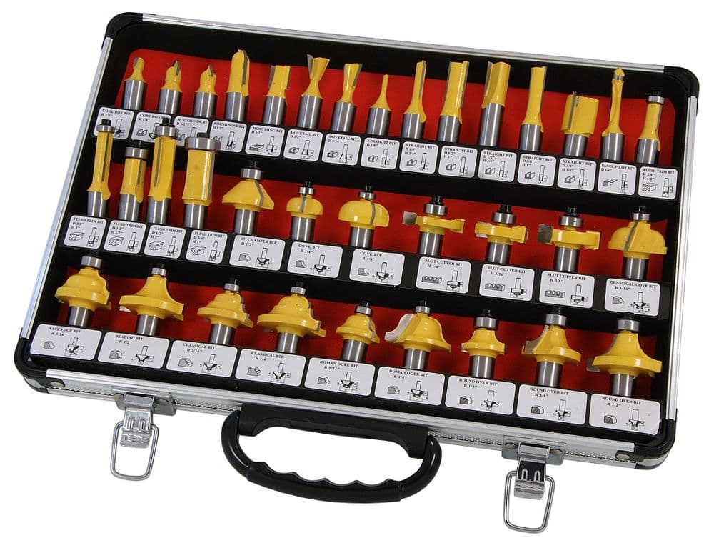 1/2& x22; Shank 35 Piece Tct Router Cutter Bit Set With Aluminium Case ...