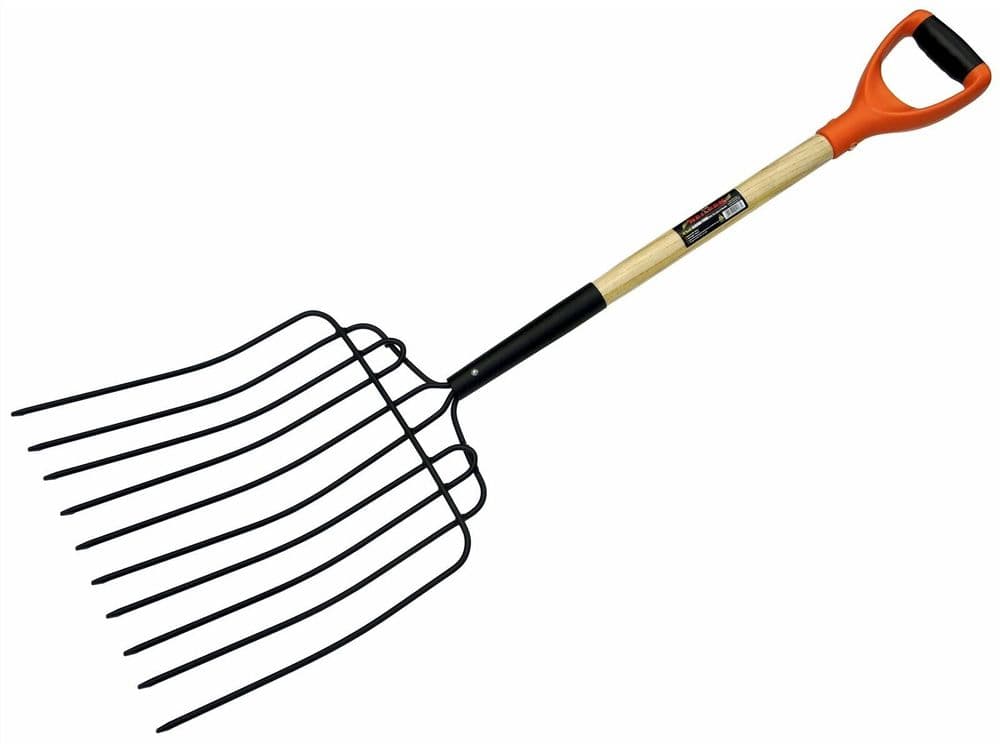 10 Tooth Garden Fork & Fiberglass D Handle 1 1M Long Head Size 390mm